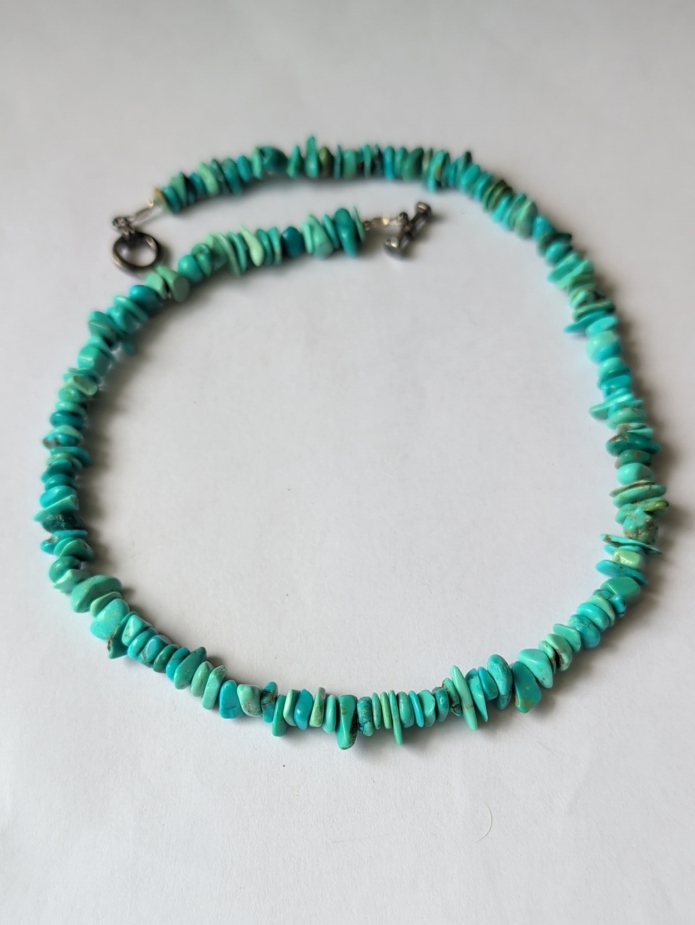 Vintage Turquoise Chip Bead Necklace - Aqua Blue Necklace